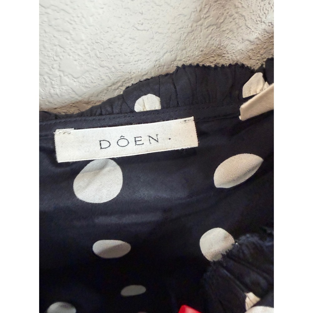 Doen Louise Silk Ruffle Cami Tank Top Solstice Sky Polka Dot Black White XXL - Picture 6 of 12